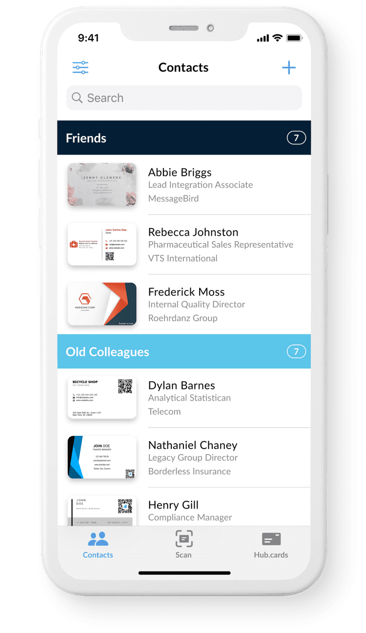 hub.cards Address Book